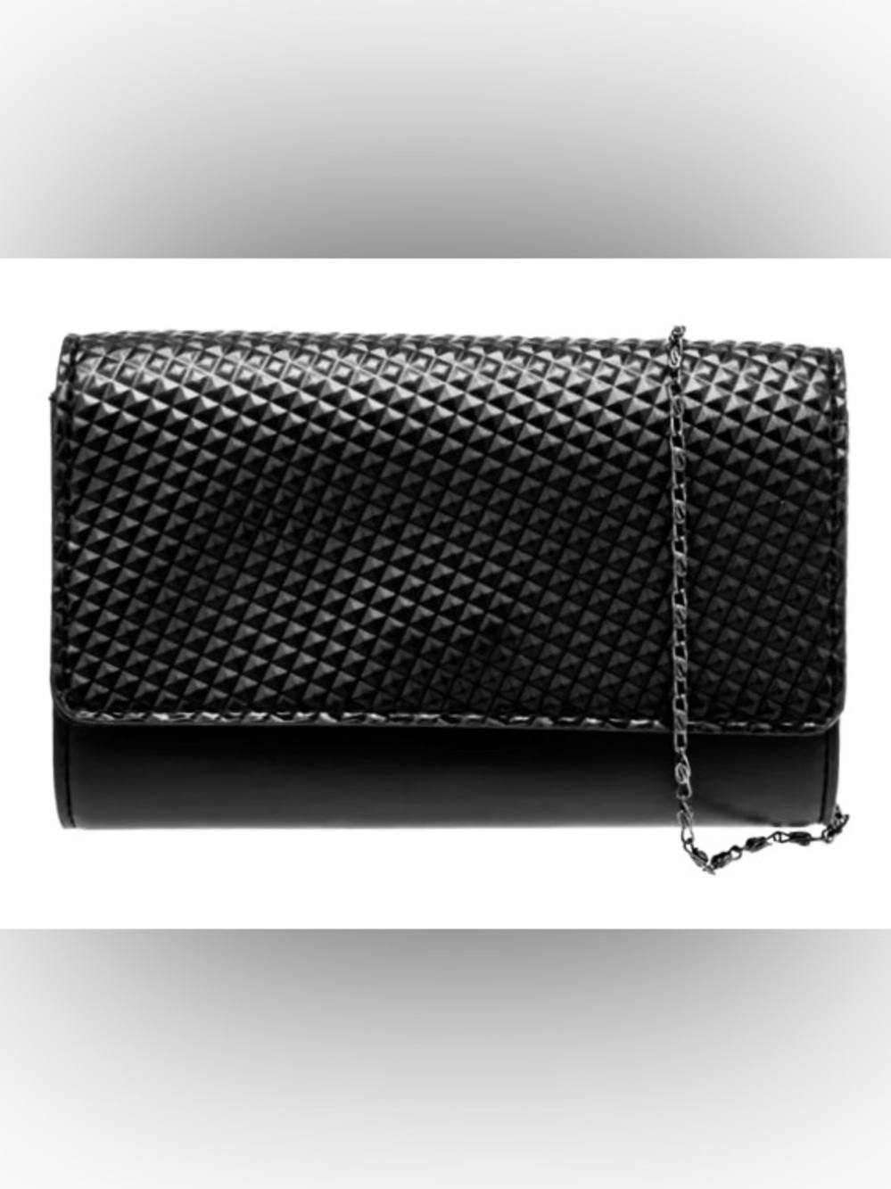 Neiman Marcus Clutch Crossbody Chain Bag Black Diamond Embossed